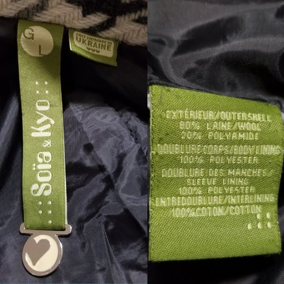 Soia & Kyo White Houdstooth Wool Blend Peacoat - Picture 8 of 9